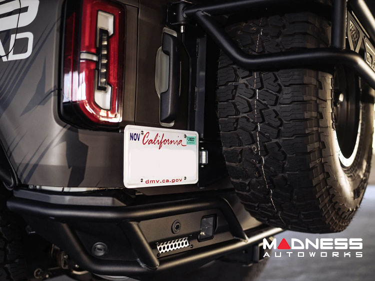 Ford Bronco Rear License Plate Relocation Bracket - Factory Tire Carrier - DV8